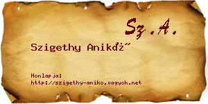 Szigethy Anikó névjegykártya